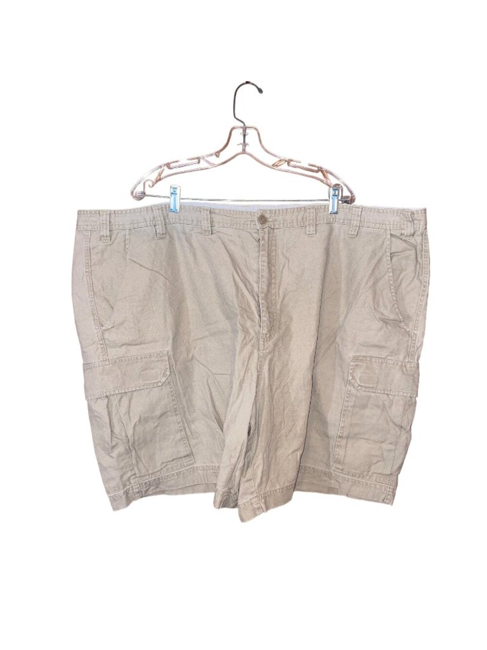 Mens St. Johns Bay Beige Cargo Shorts 54 Waist Cotton & Ramie Blend Durable